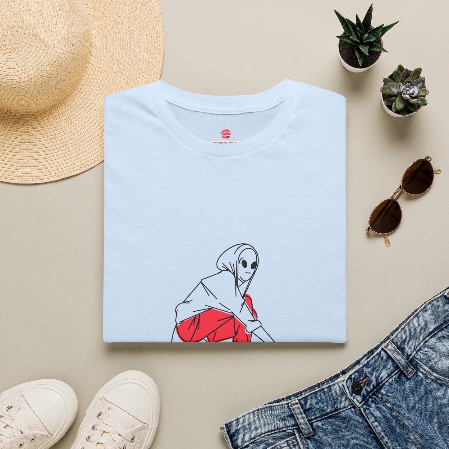 Eccentric Trendz Alien Skater Graphic Tee — Minimalist Skateboard design