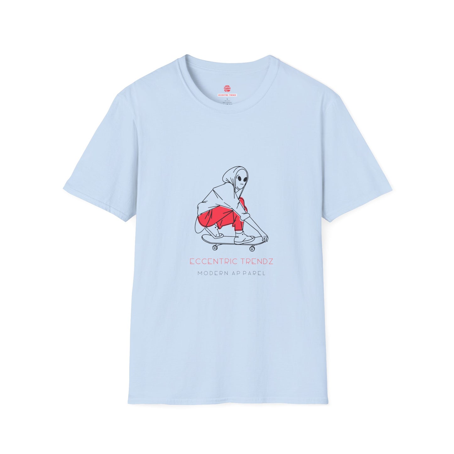 Eccentric Trendz Alien Skater Graphic Tee — Minimalist Skateboard design