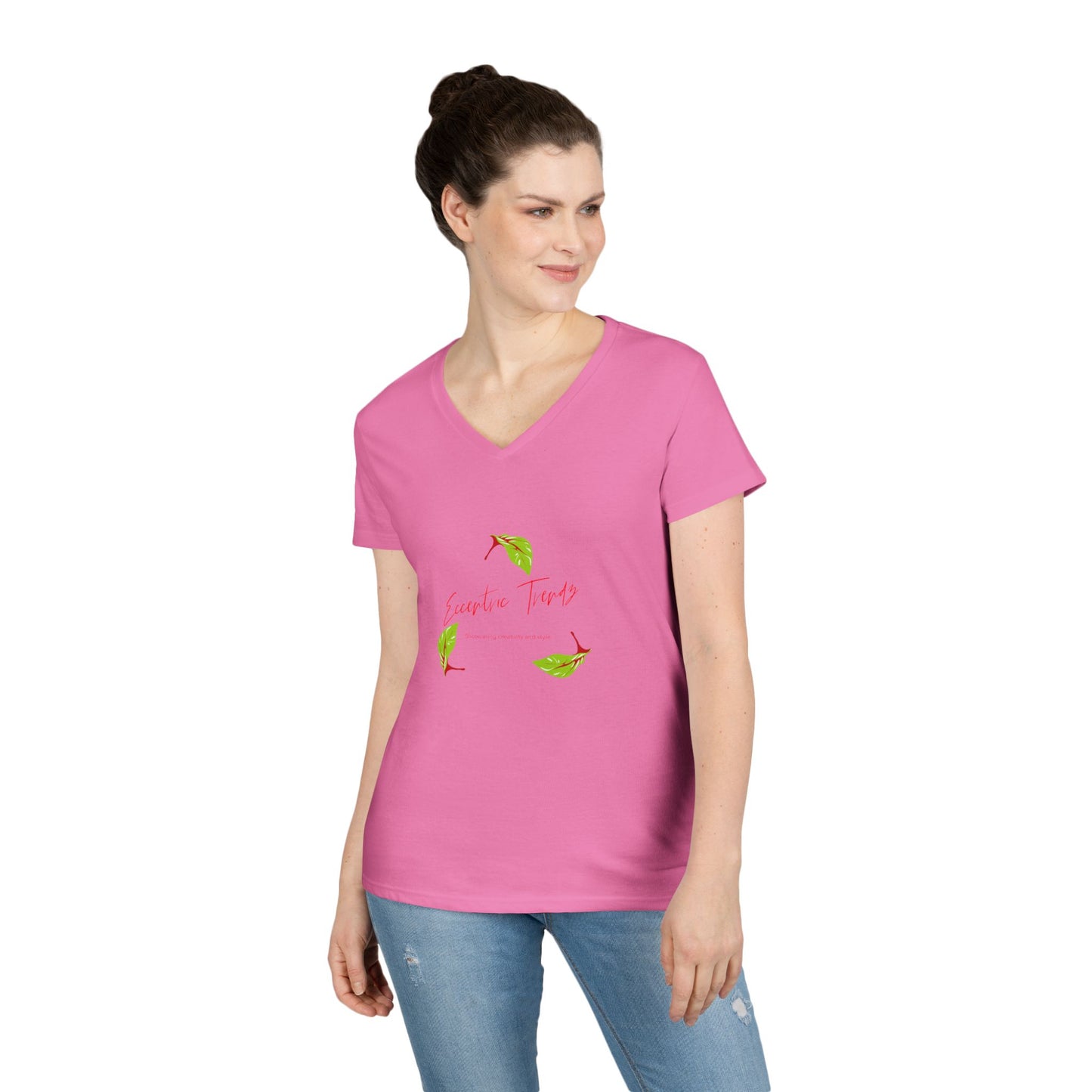 Eccentric Trendz Ladies' V-Neck "Escape to Tropics" Minimal Graphic Tee