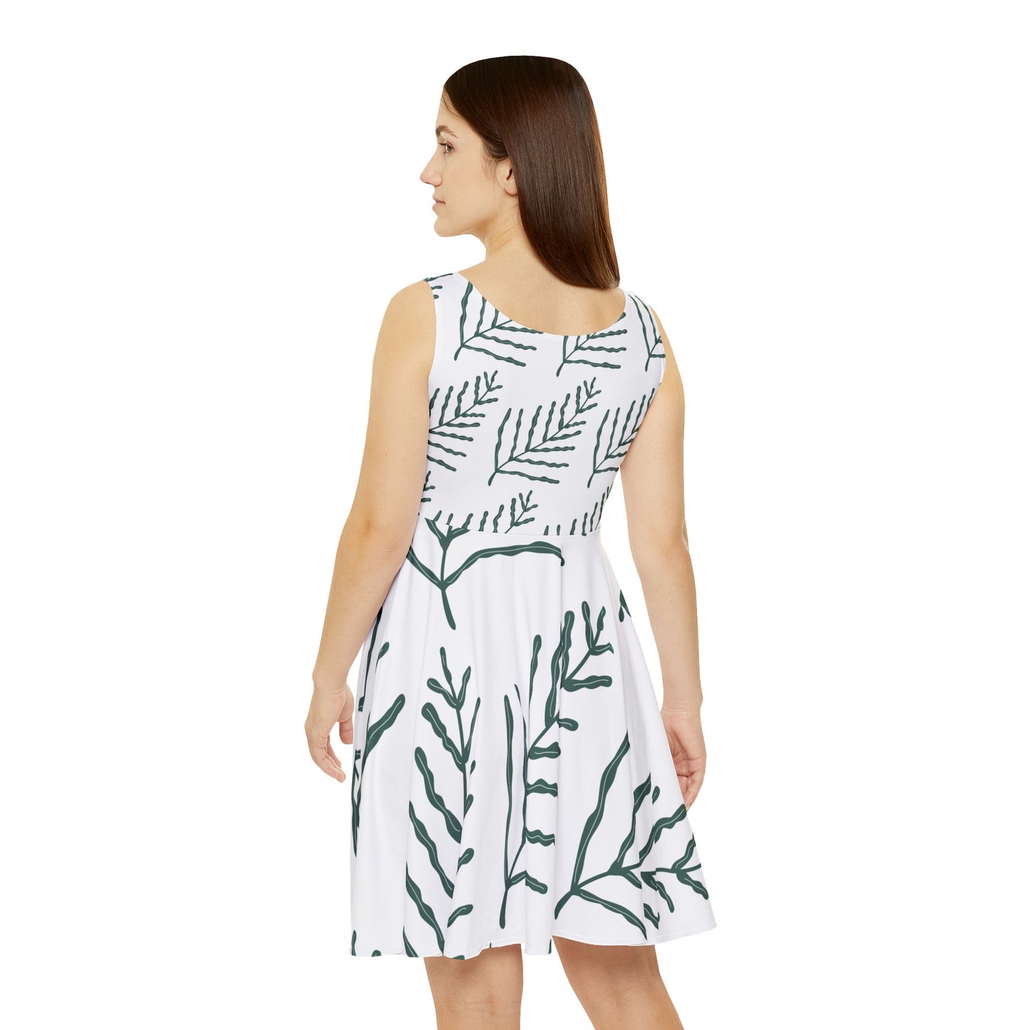 Eccentric Trendz Botanical Breeze Green Fern Print Women's Dress