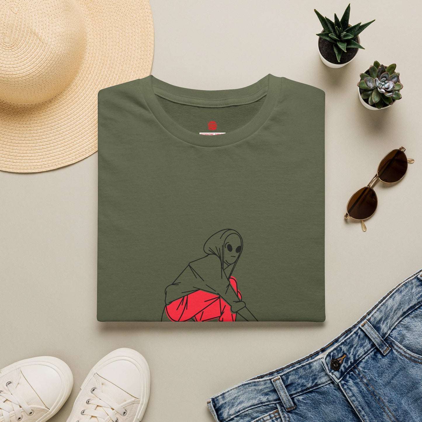 Eccentric Trendz Alien Skater Graphic Tee — Minimalist Skateboard design