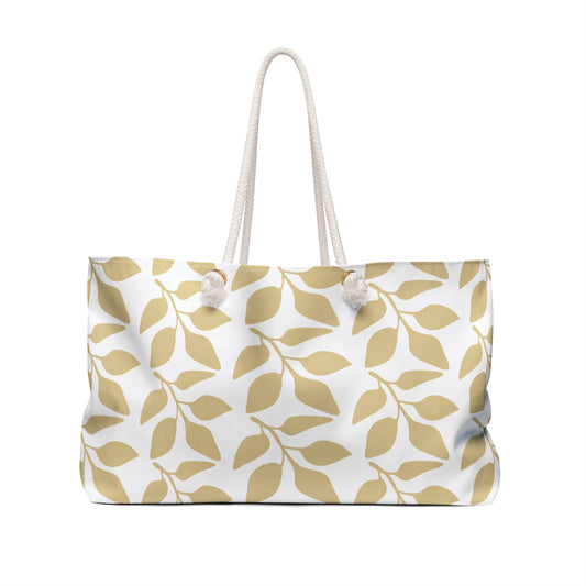Eccentric Trendz Golden Leaf Floral Weekender Travel Tote Bag