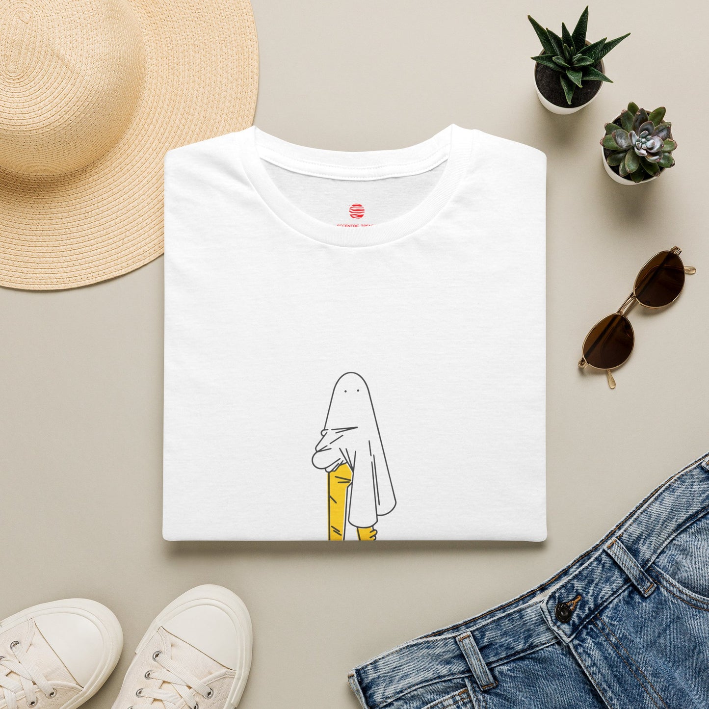 Eccentric Trendz Minimal Ghost Character Unisex Soft style Tee