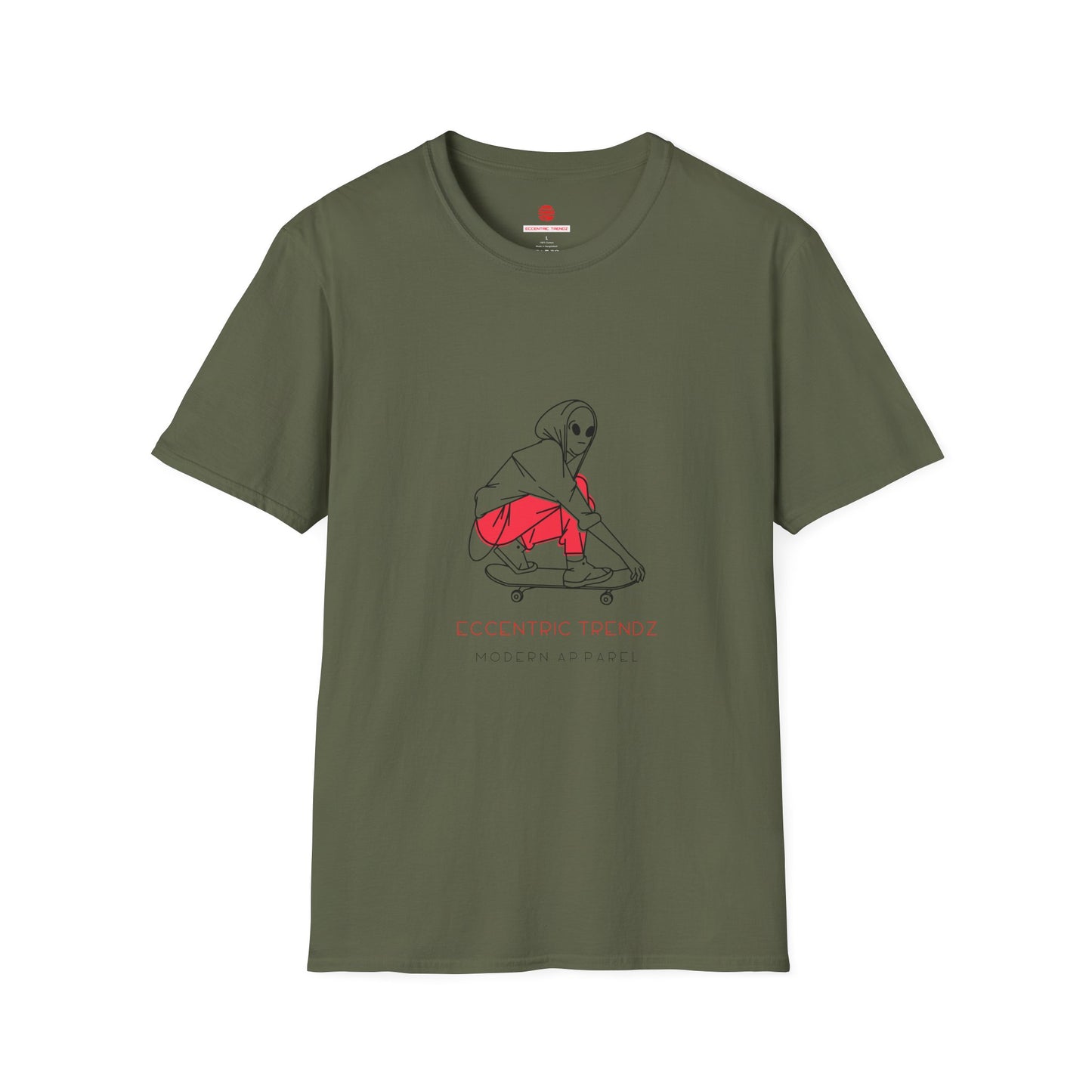 Eccentric Trendz Alien Skater Graphic Tee — Minimalist Skateboard design