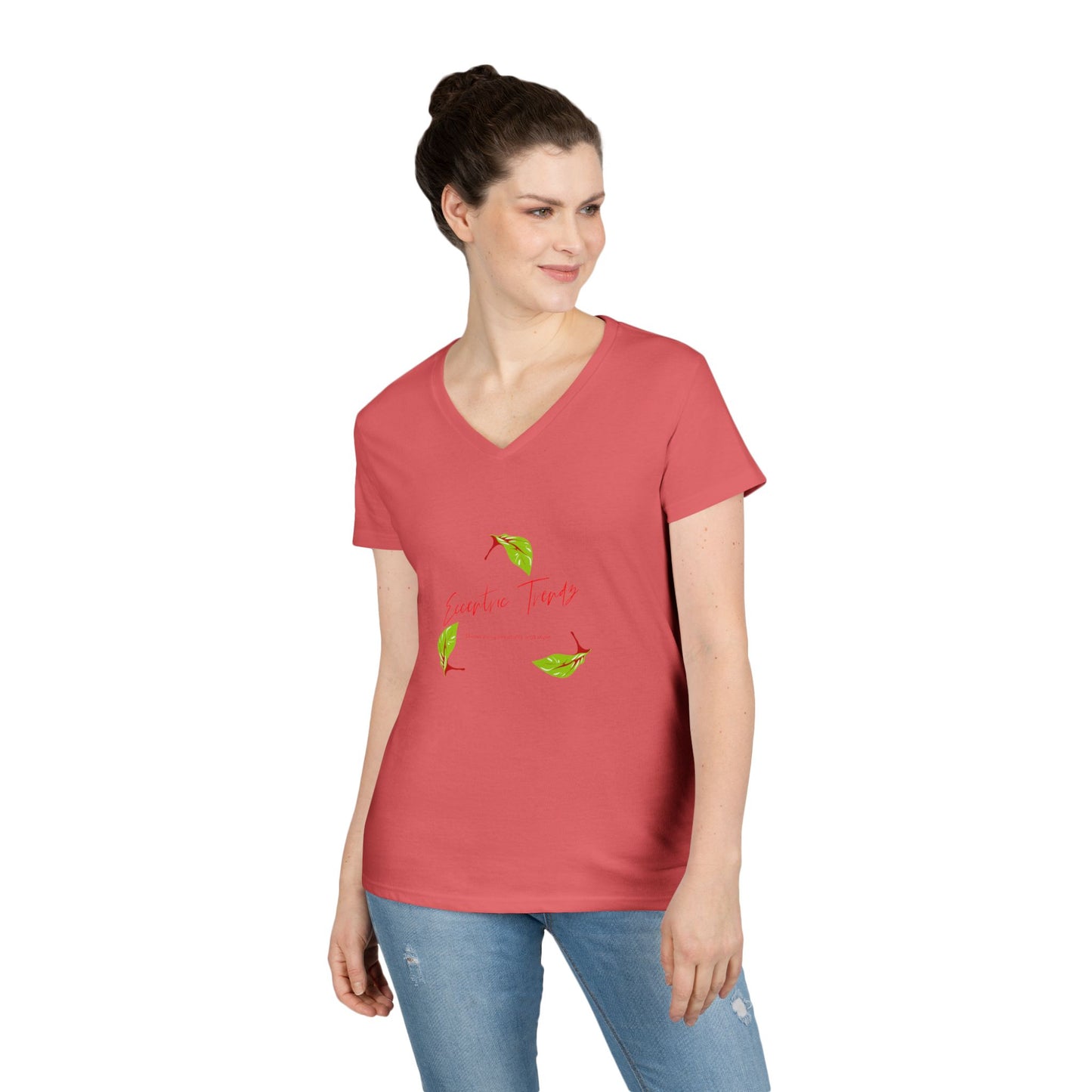 Eccentric Trendz Ladies' V-Neck "Escape to Tropics" Minimal Graphic Tee