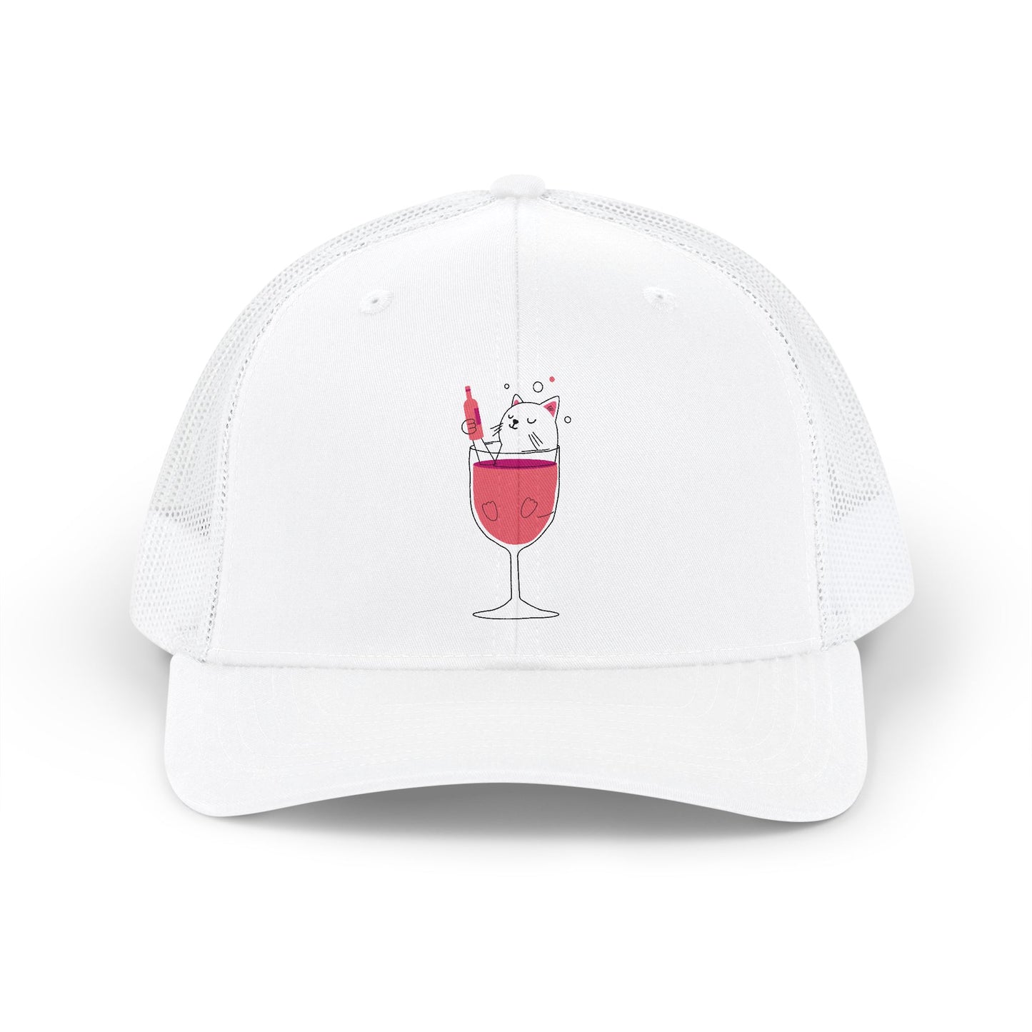 Eccentric Trendz Wine Glass Cat Snapback Trucker Cap (Caturday)