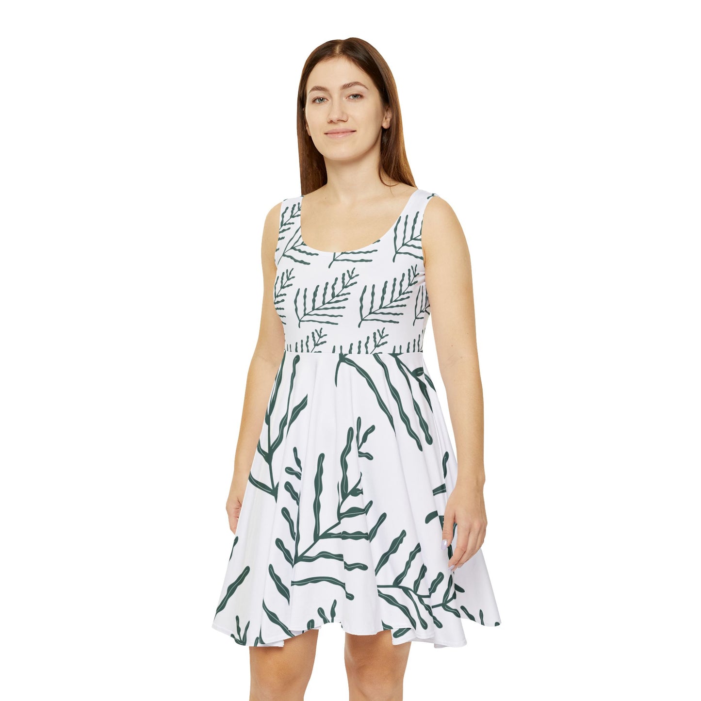 Eccentric Trendz Botanical Breeze Green Fern Print Women's Dress
