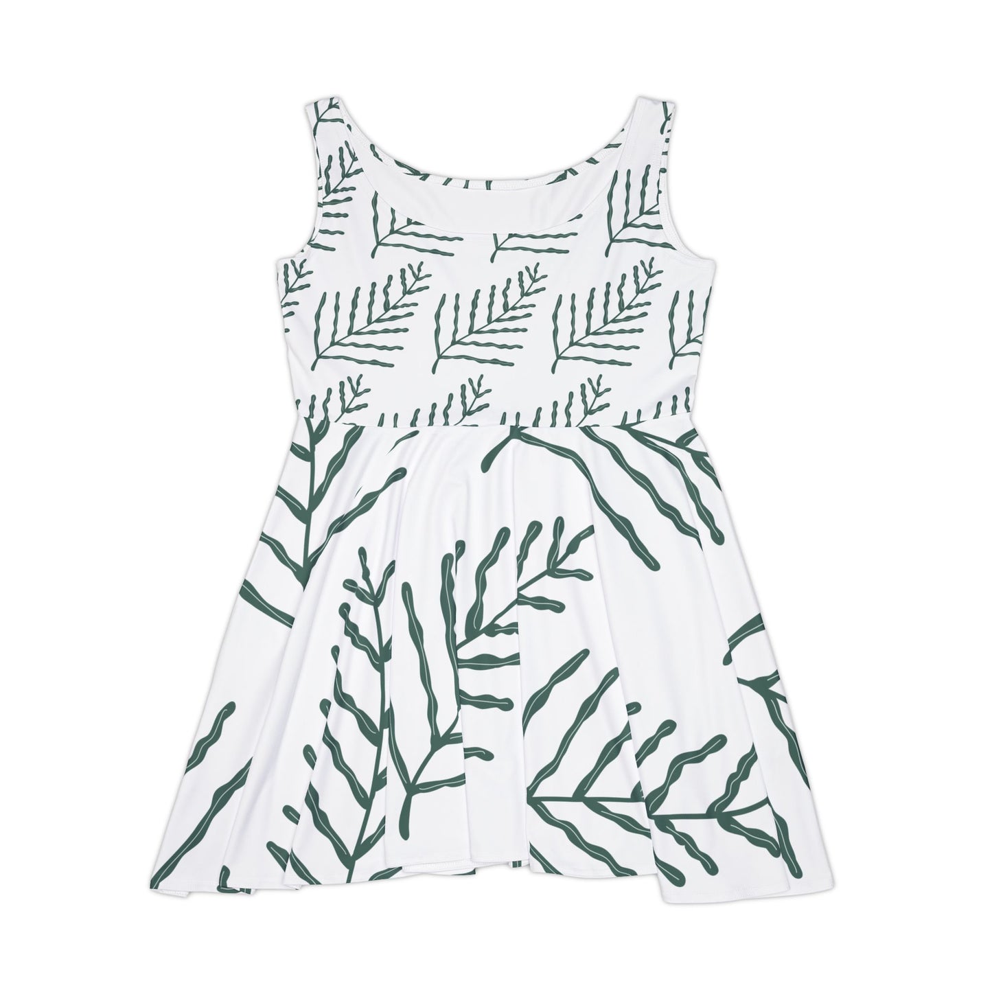 Eccentric Trendz Botanical Breeze Green Fern Print Women's Dress