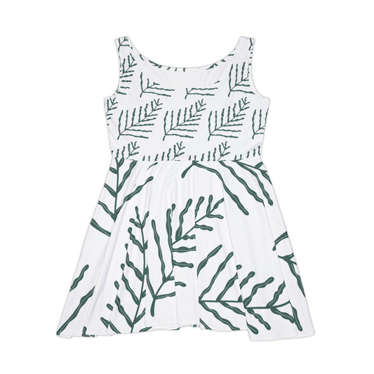 Eccentric Trendz Botanical Breeze Green Fern Print Women's Dress