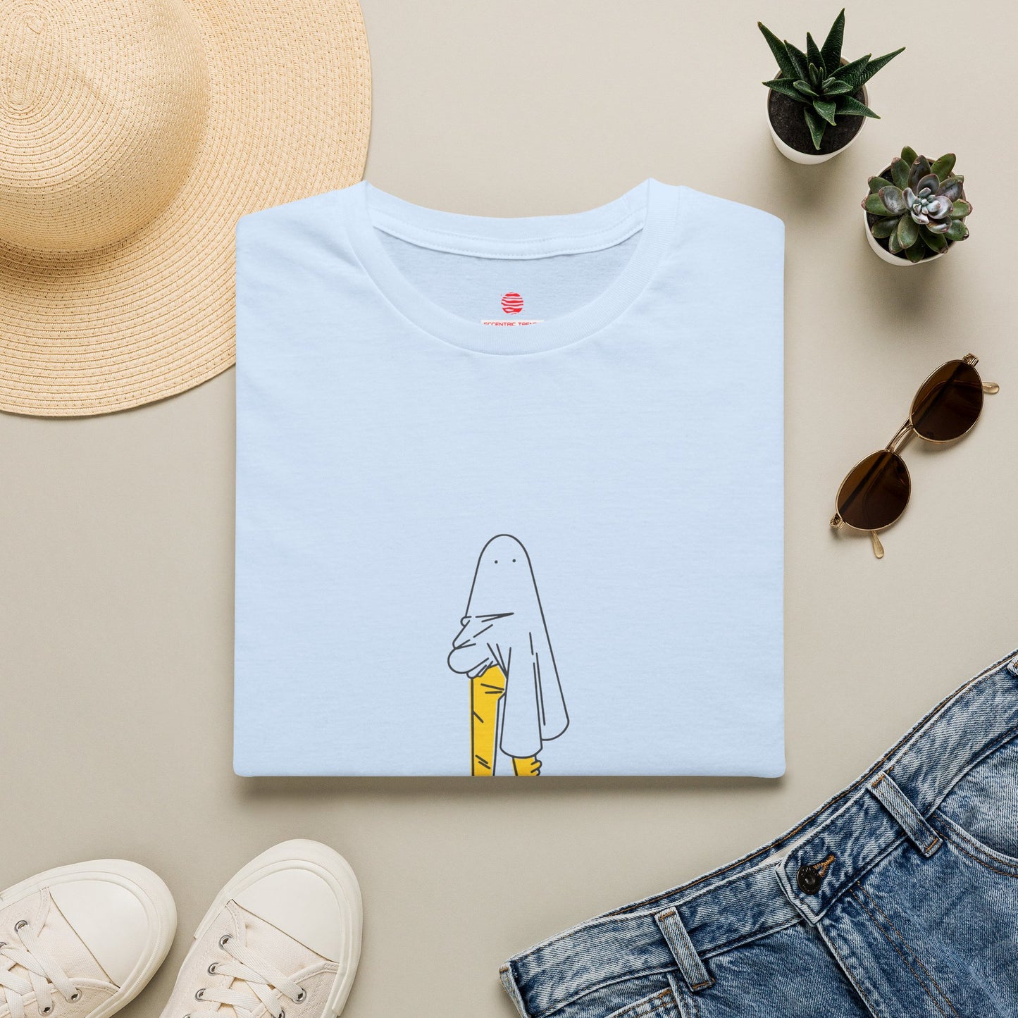 Eccentric Trendz Minimal Ghost Character Unisex Soft style Tee
