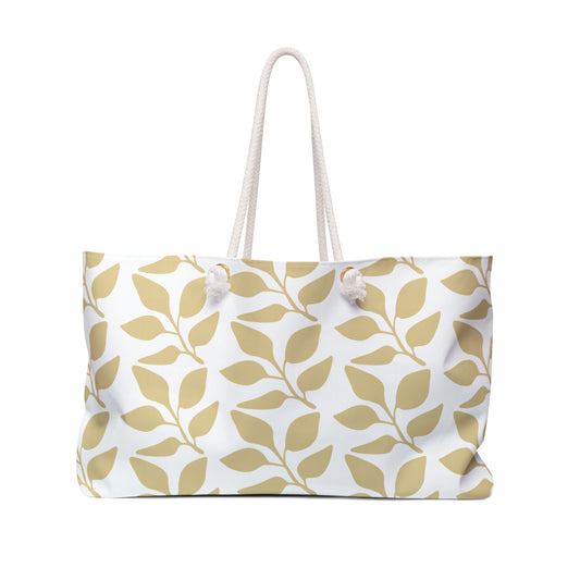 Eccentric Trendz Golden Leaf Floral Weekender Travel Tote Bag