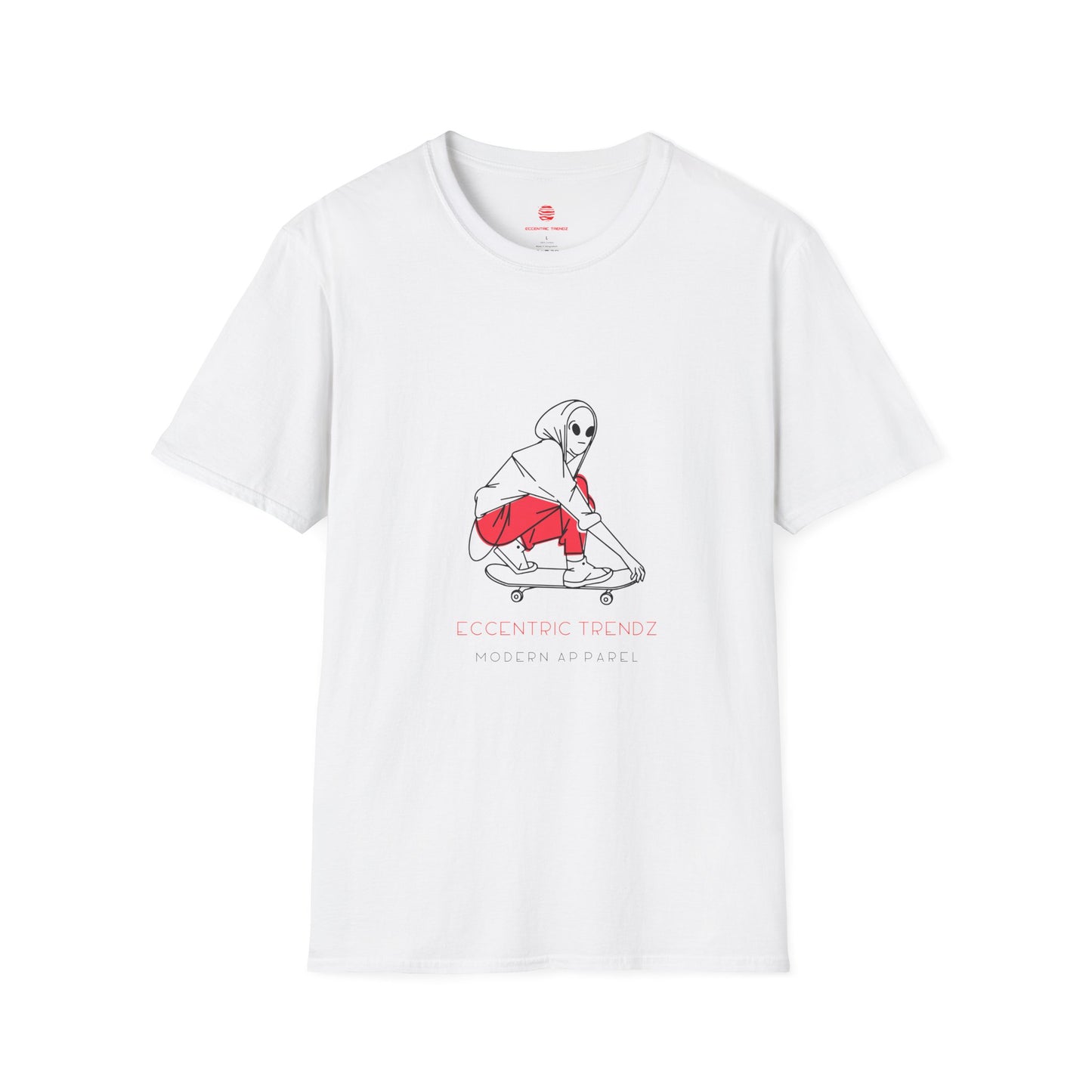 Eccentric Trendz Alien Skater Graphic Tee — Minimalist Skateboard design
