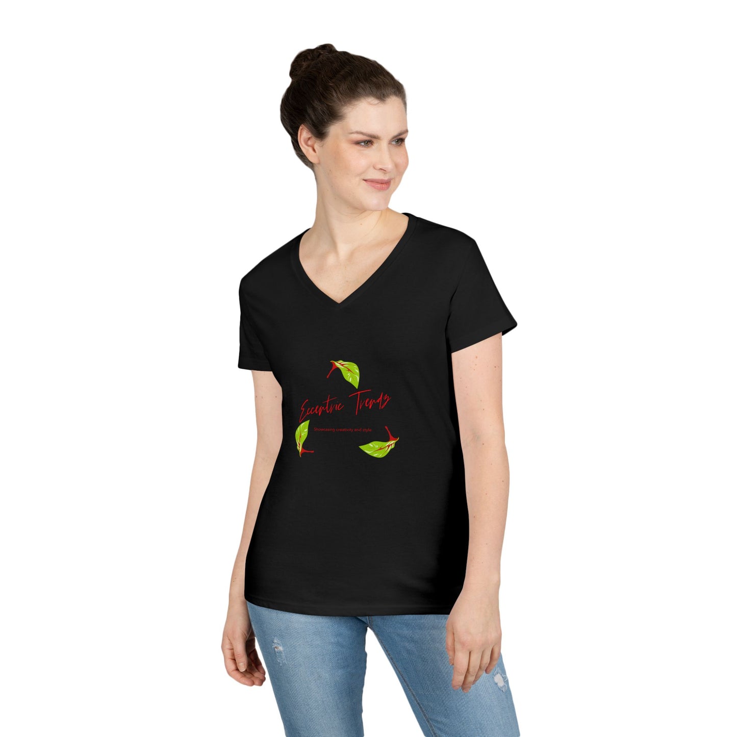 Eccentric Trendz Ladies' V-Neck "Escape to Tropics" Minimal Graphic Tee