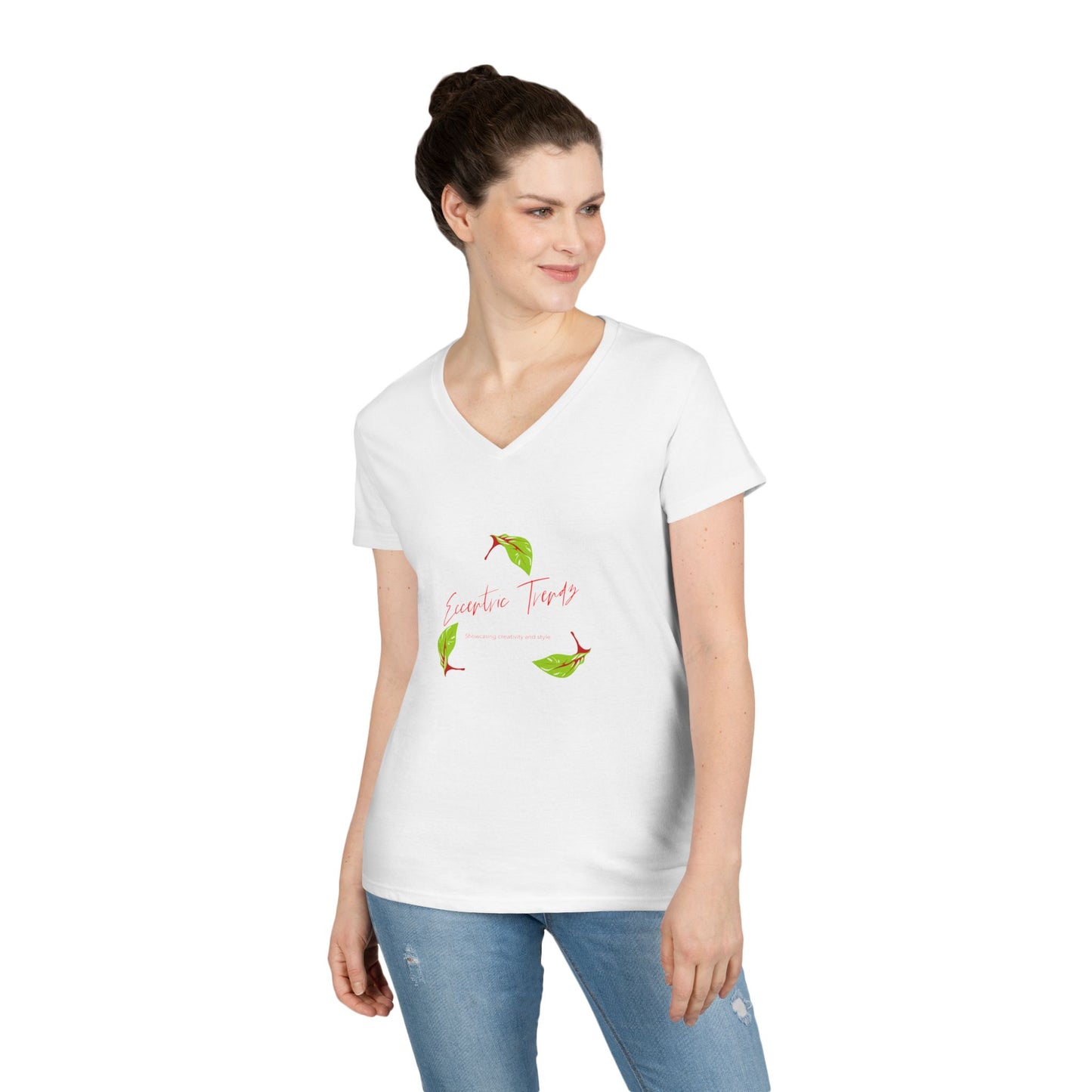 Eccentric Trendz Ladies' V-Neck "Escape to Tropics" Minimal Graphic Tee