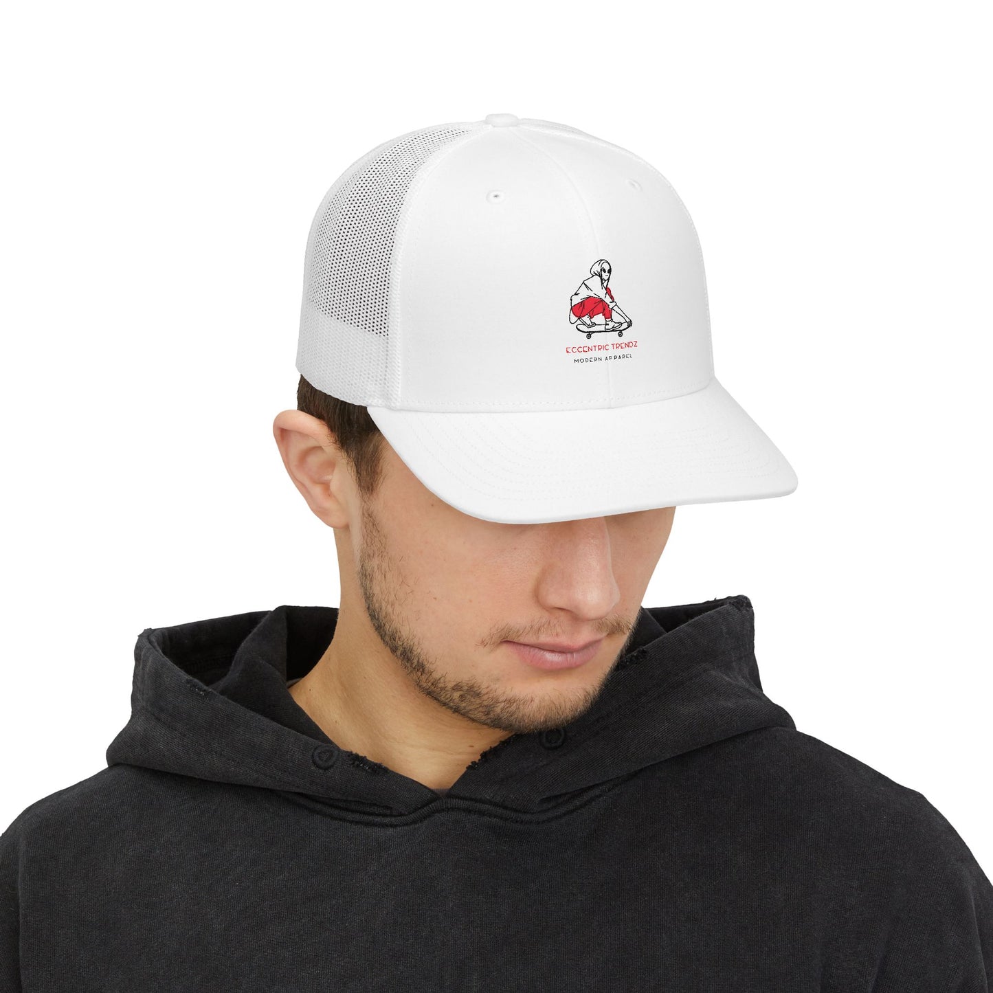 Eccentric Trendz Alien Skater Trucker Cap — Trendy Graphic Snapback